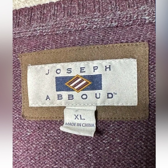 Wool Men’s XL V Crew Neck Pullover Sweater Plum Sweatshirt EUC Joseph Abboud - Picture 4 of 10